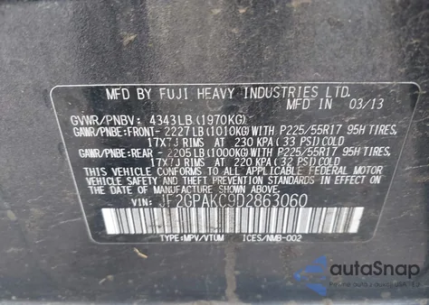 2013 Subaru Xv Crosstrek 2.0I Limited из США, поврежденный, VIN JF2GPAKC9D2863060